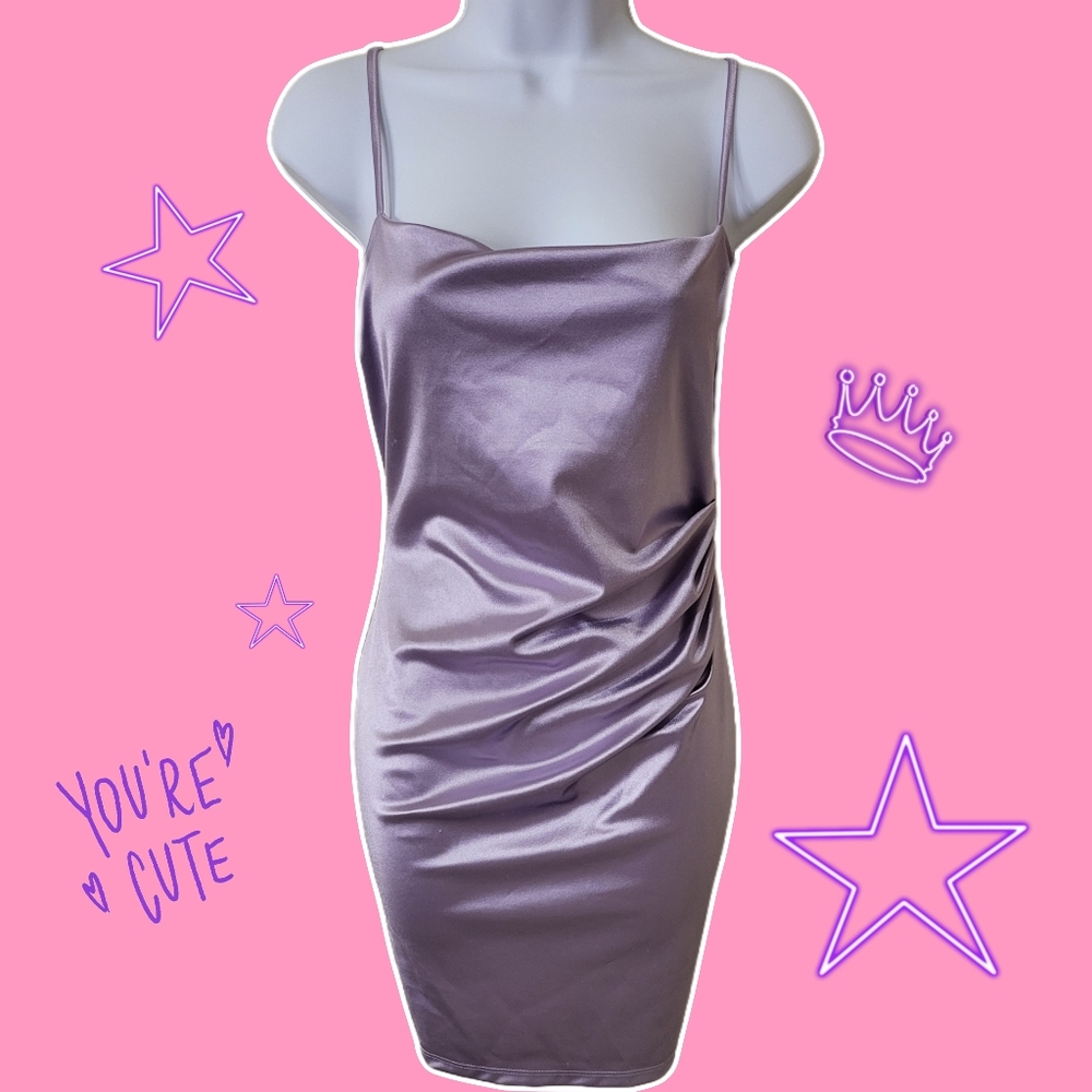 Lavender Satin Mini Dress